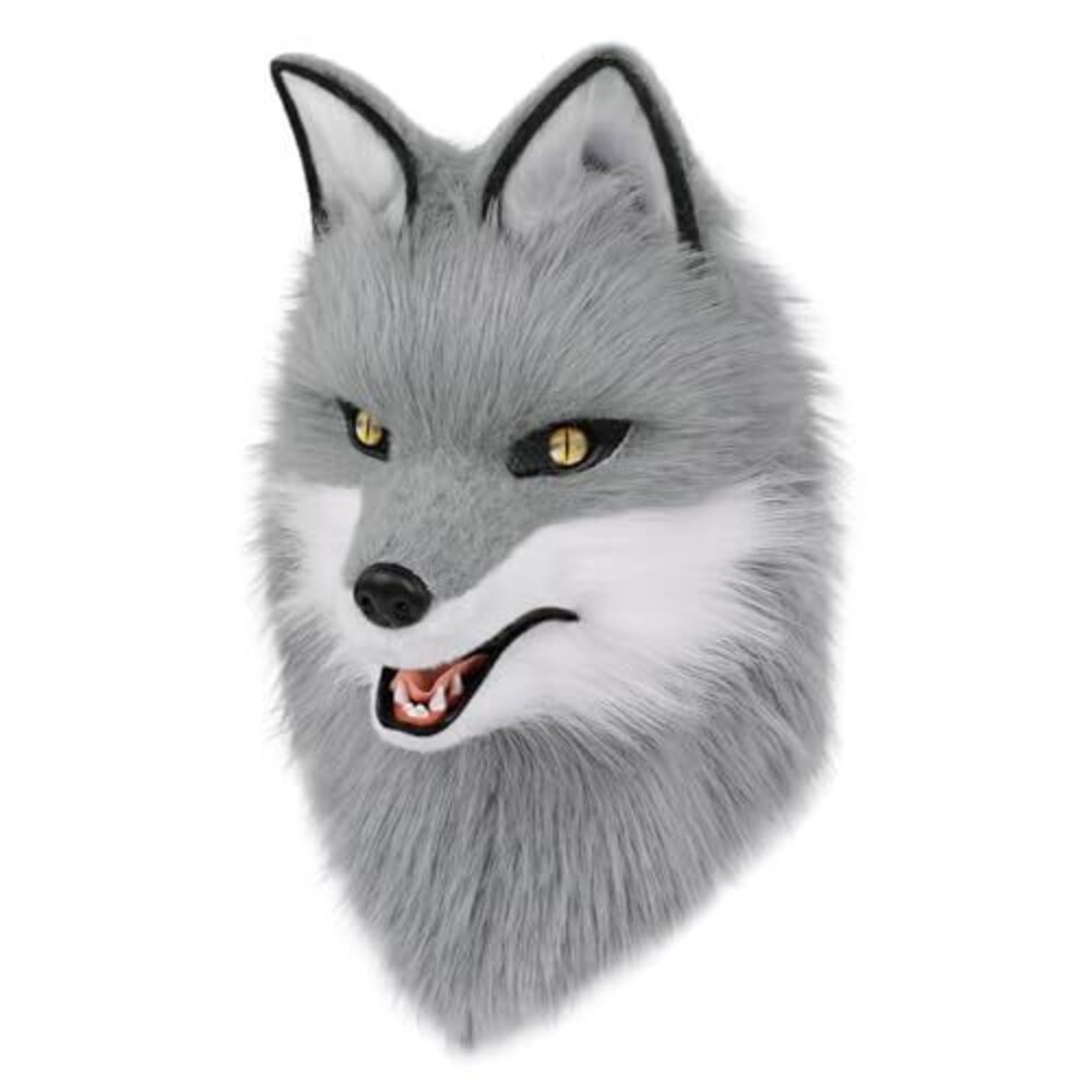 5270 Furry Dog Mask Animal Full Head Wolf Fox Realistic Masks for Halloween